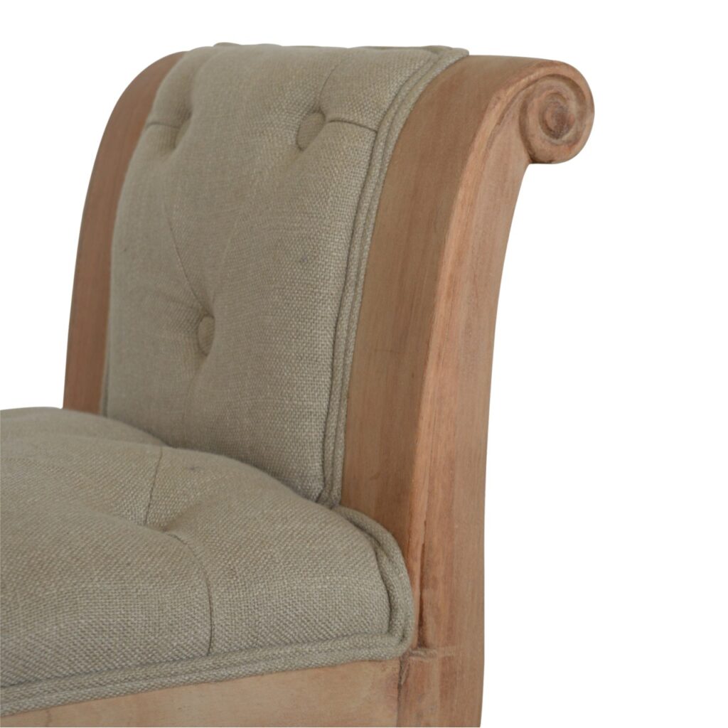 Carved French Style Mud Linen Bench - Image 6