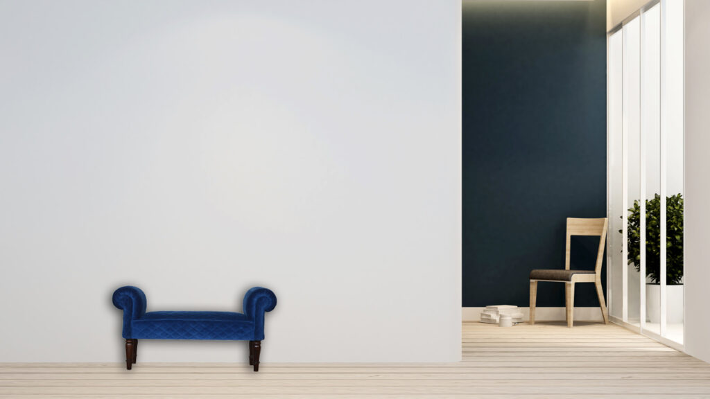 Royal Blue Quilted Velvet Bench - Image 12