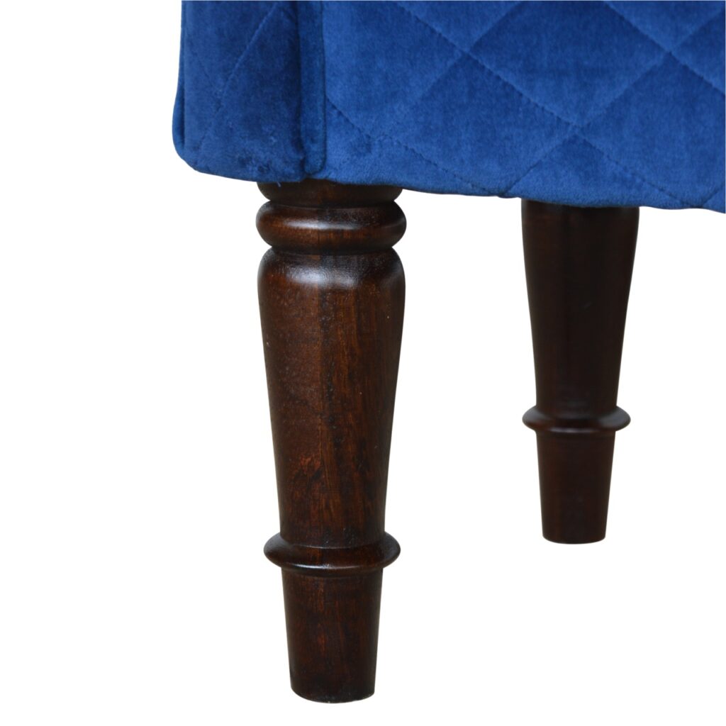 Royal Blue Quilted Velvet Bench - Image 9