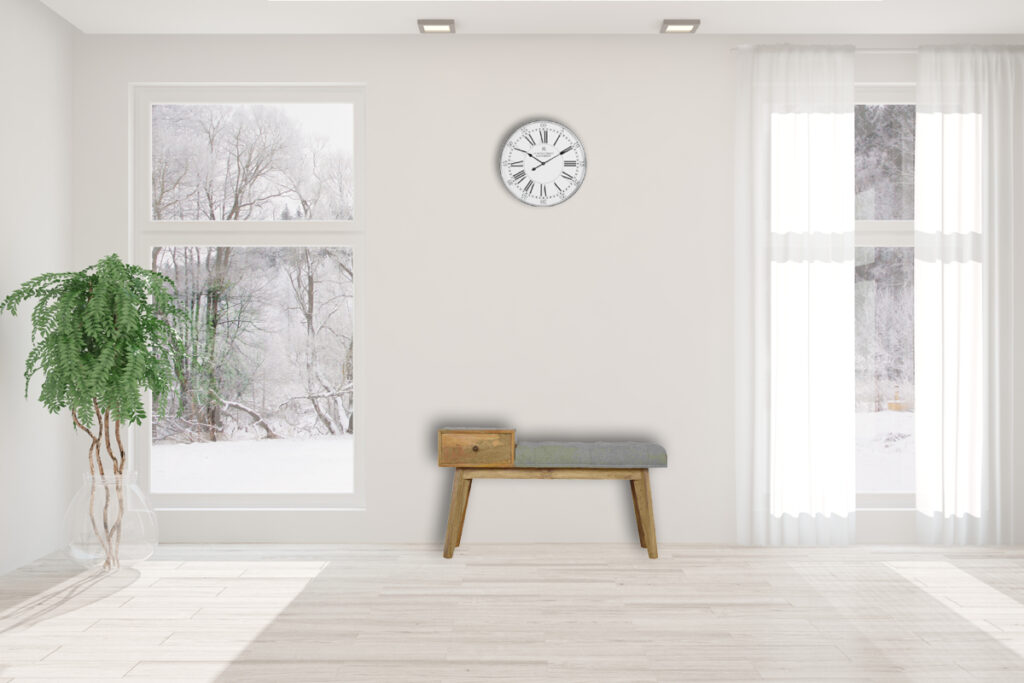 Grey Tweed Bench with 1 Drawer - Image 10