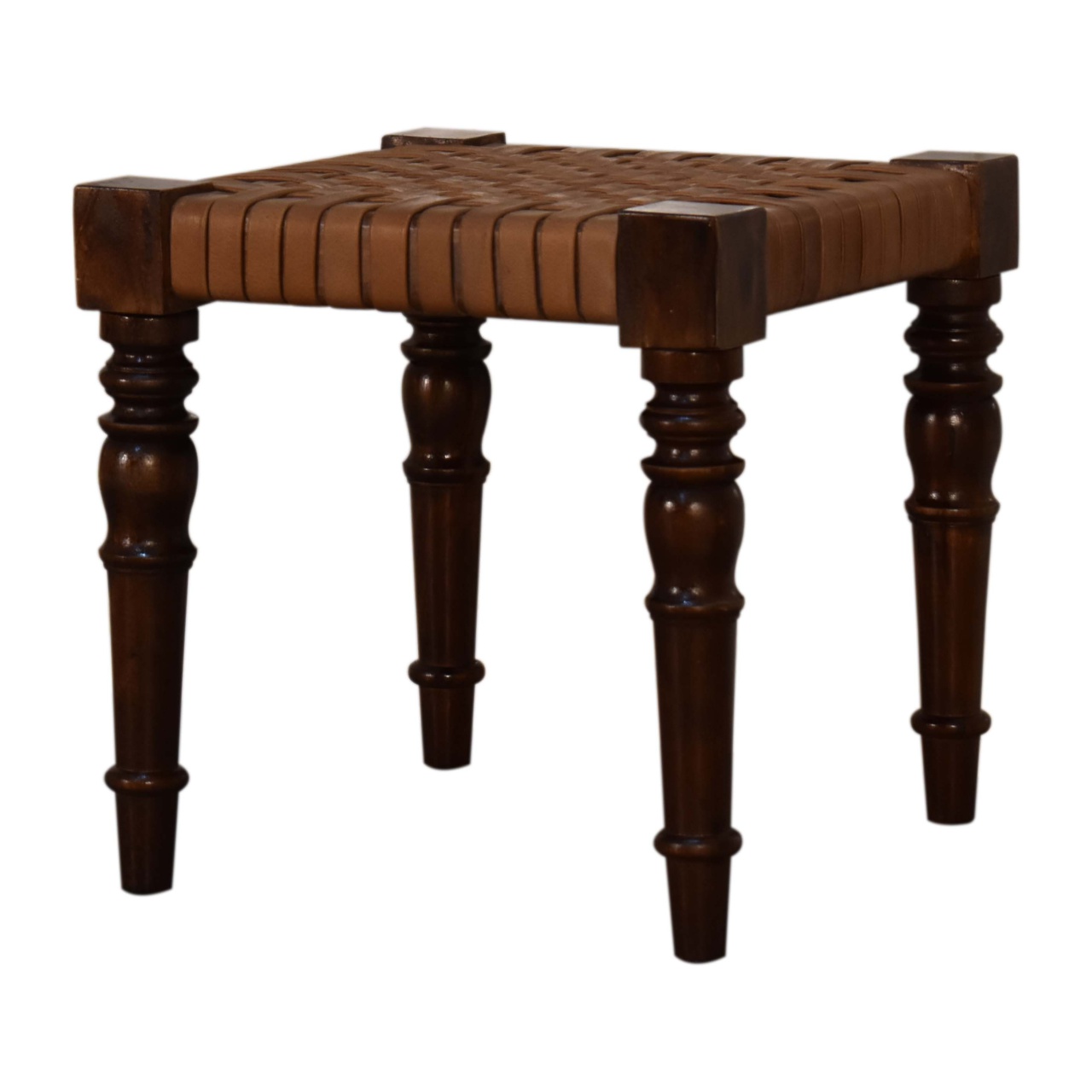 Woven Leather Footstool - Image 2