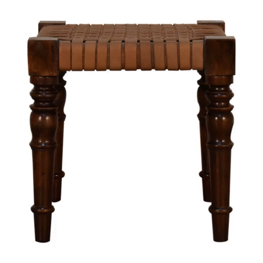 Woven Leather Footstool - Image 9