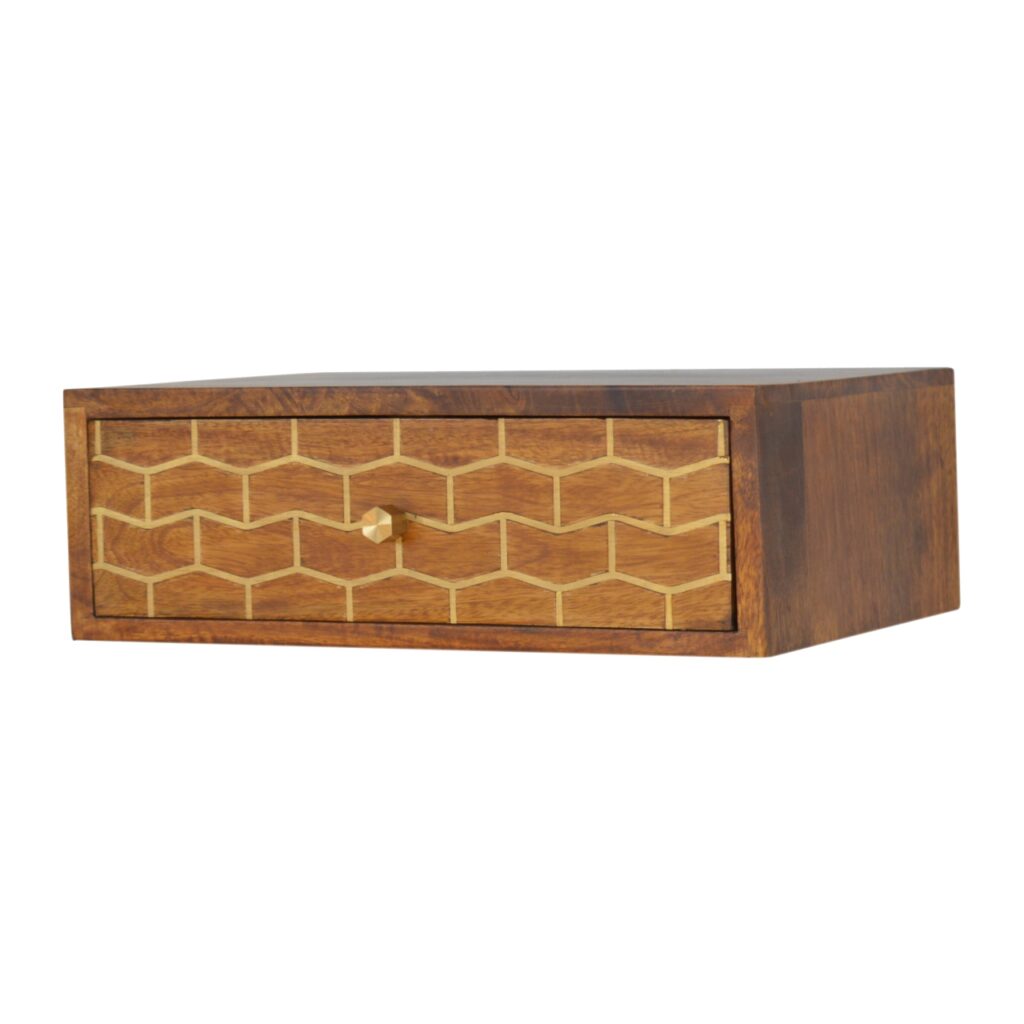 Floating Gold Art Chestnut Bedside - Image 2
