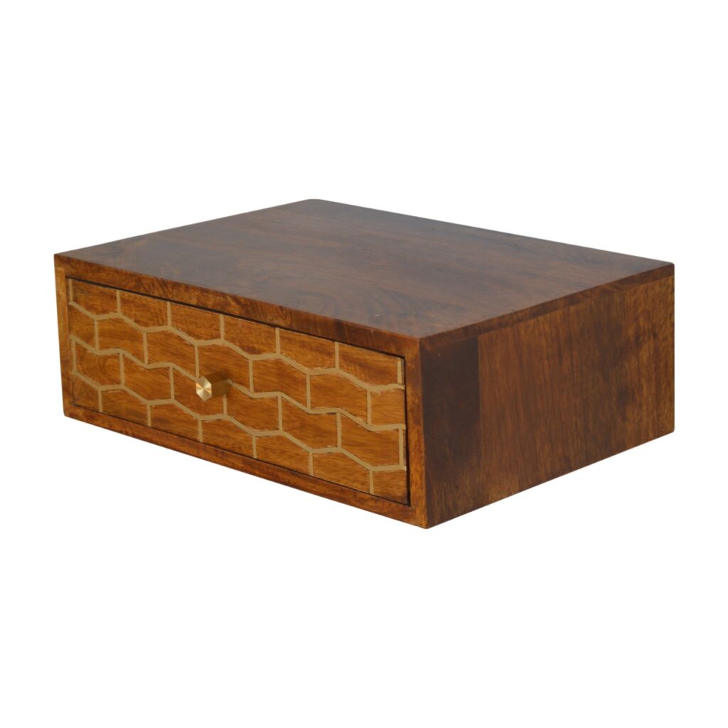 Floating Gold Art Chestnut Bedside - Image 5