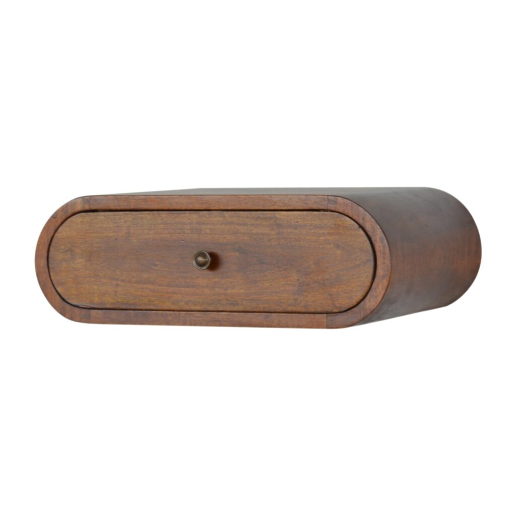 Wall Mounted Round Chestnut Bedside - Image 3