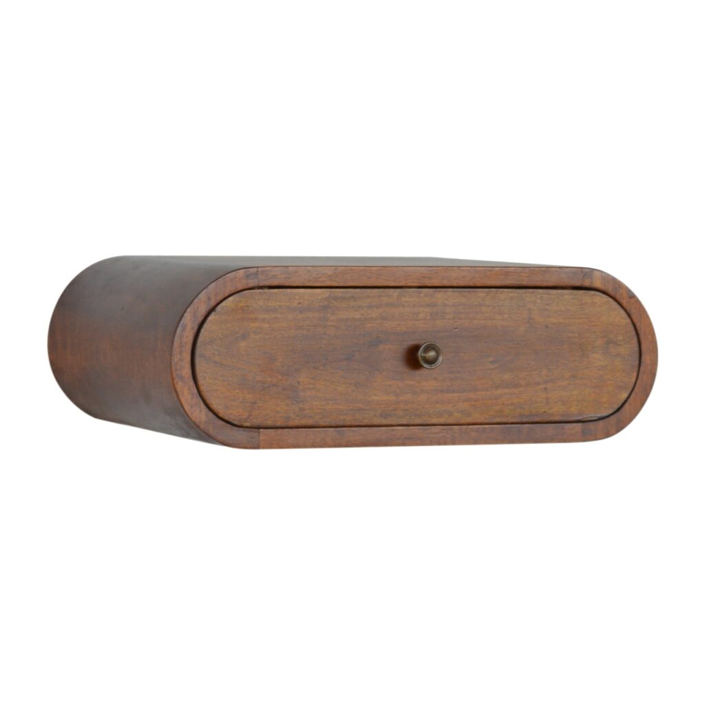 Wall Mounted Round Chestnut Bedside - Image 4
