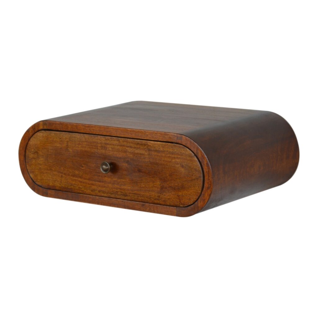 Wall Mounted Round Chestnut Bedside - Image 6