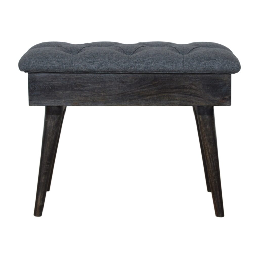 Black Tweed Storage Bench - Image 2