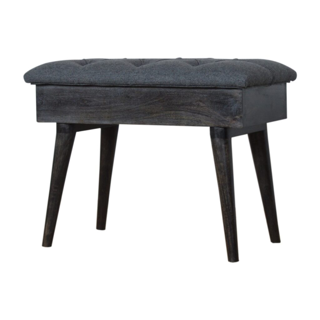 Black Tweed Storage Bench - Image 3