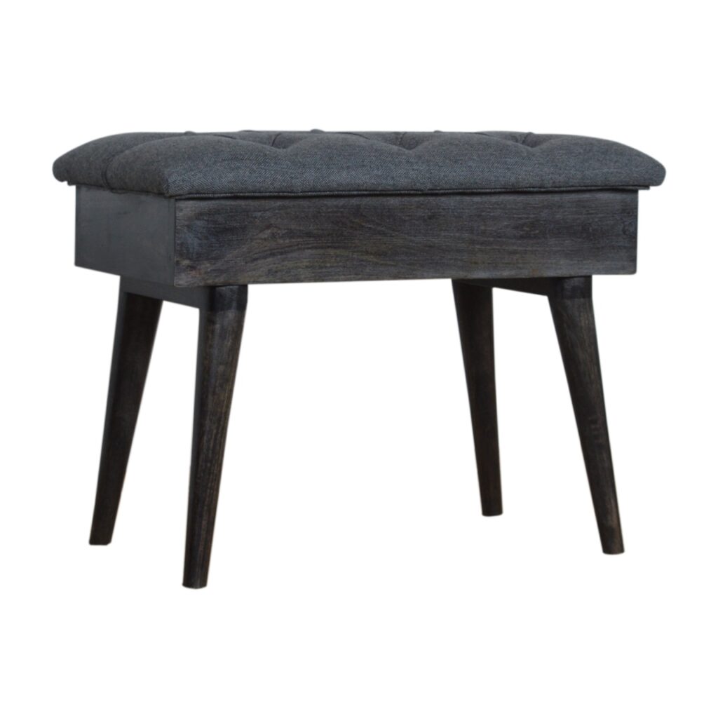 Black Tweed Storage Bench - Image 4