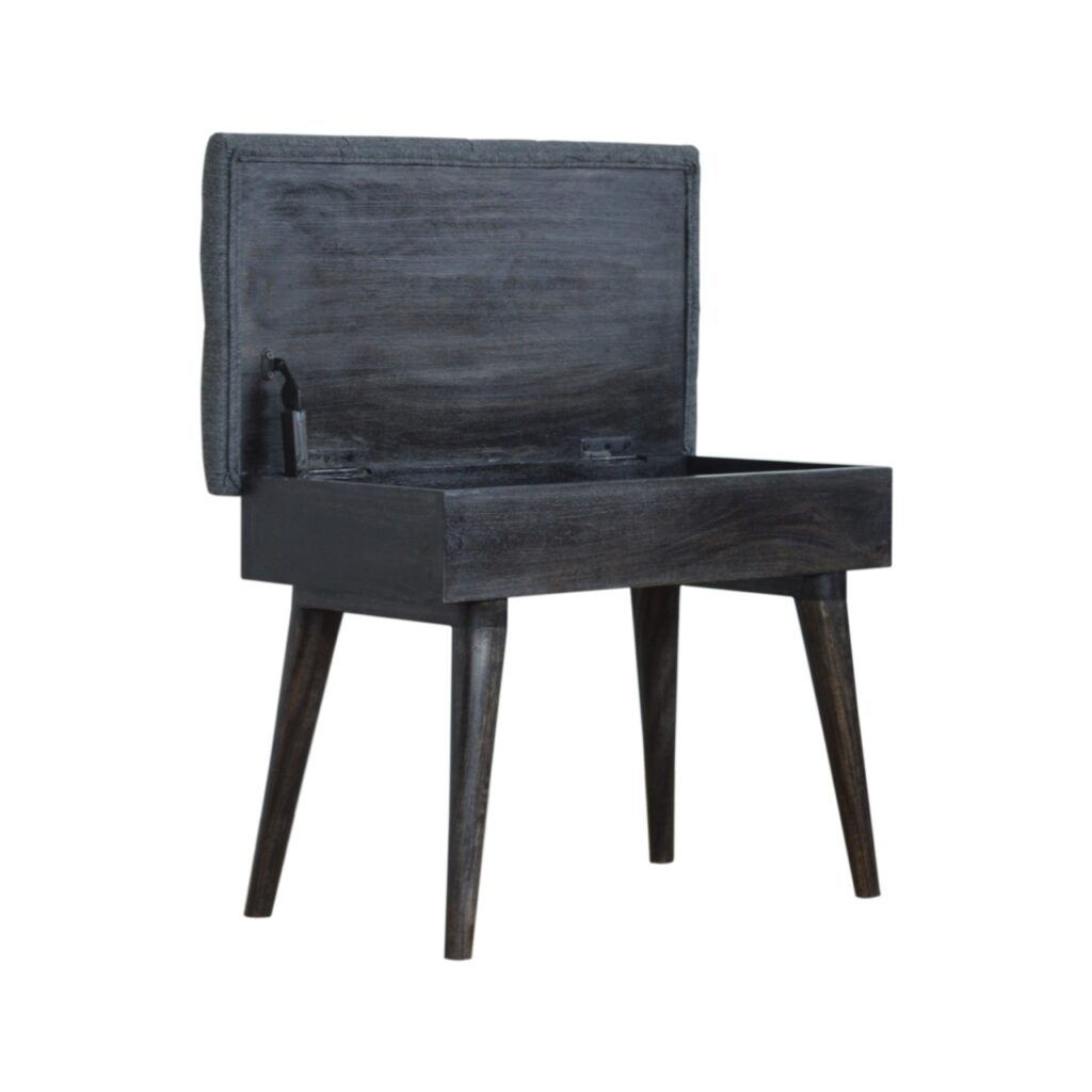 Black Tweed Storage Bench - Image 7