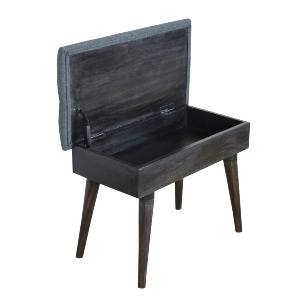 Black Tweed Storage Bench - Image 8