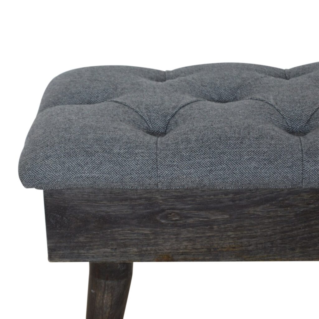 Black Tweed Storage Bench - Image 9