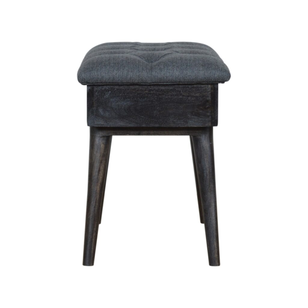 Black Tweed Storage Bench - Image 10