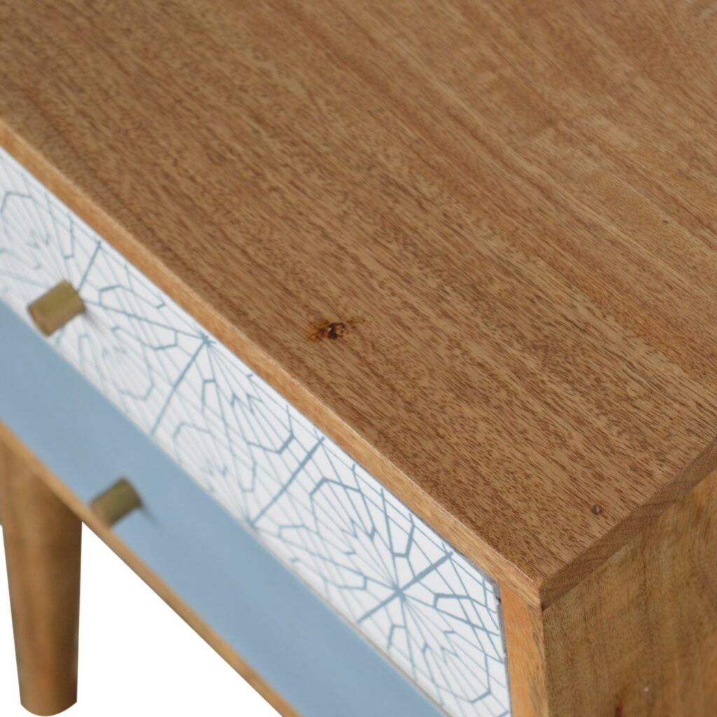 Blue Patterned Bedside - Image 5