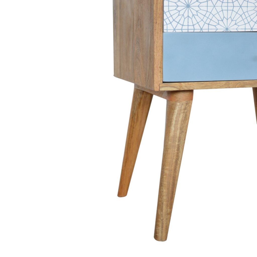 Blue Patterned Bedside - Image 7