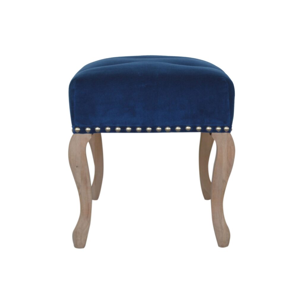 French Royal Blue Velvet Bench - Image 9