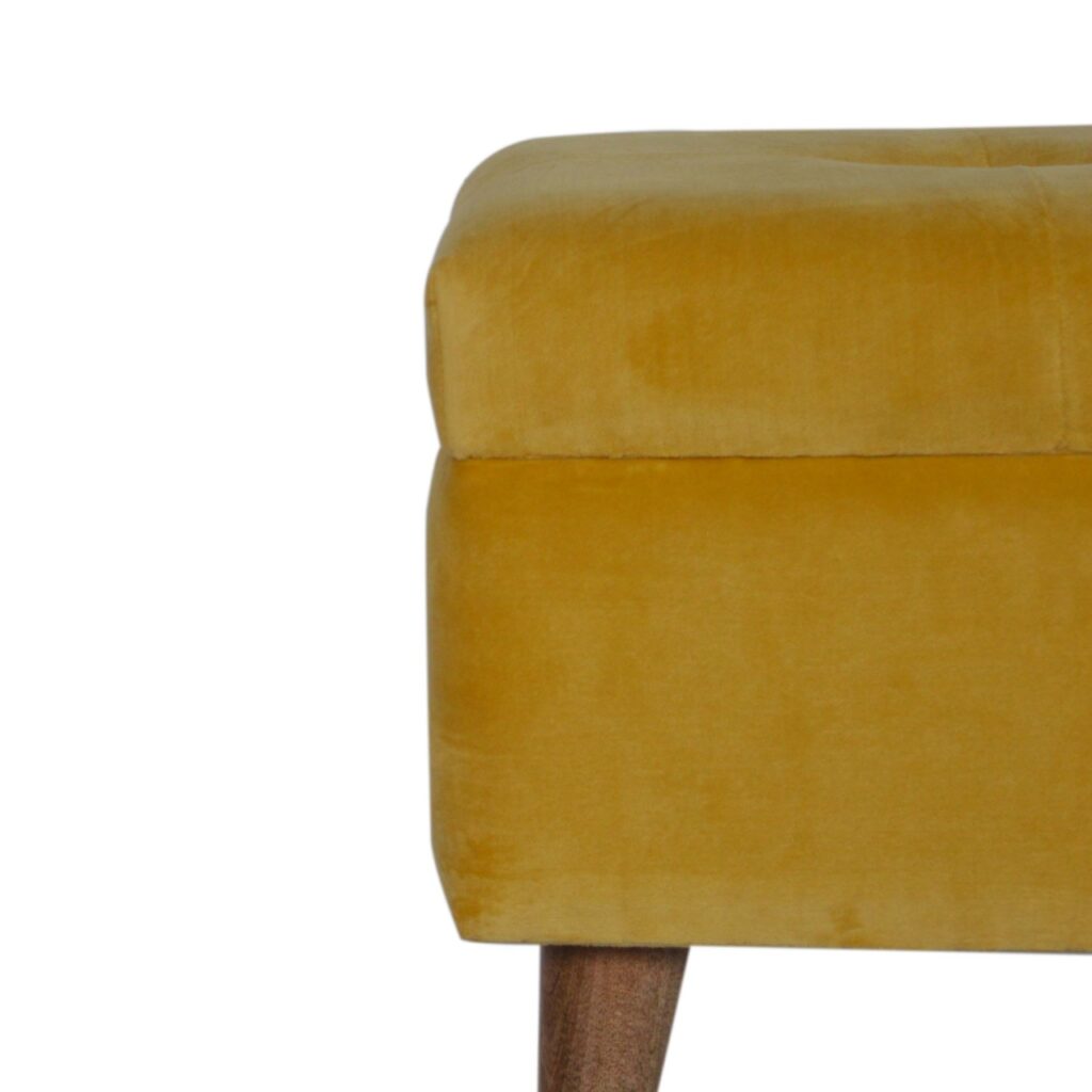 Mustard Velvet Storage Footstool - Image 5