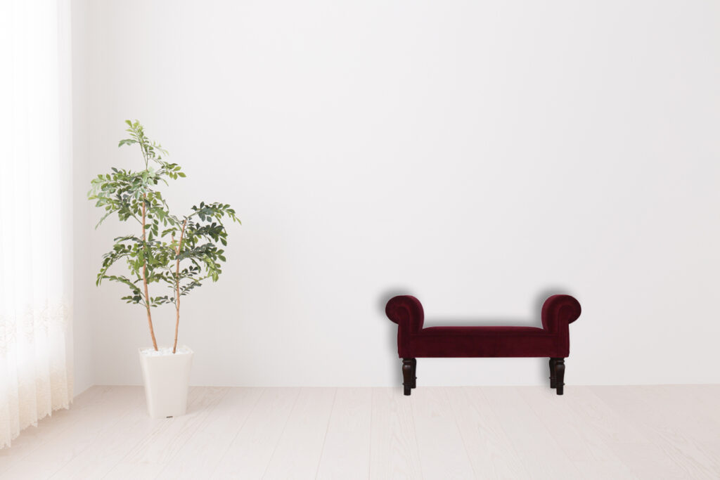 Wine Red Velvet Bench - Image 10