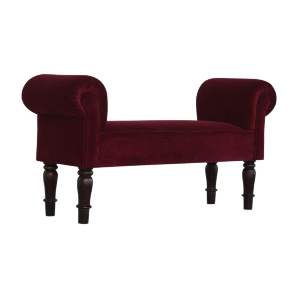 Wine Red Velvet Bench - Image 2