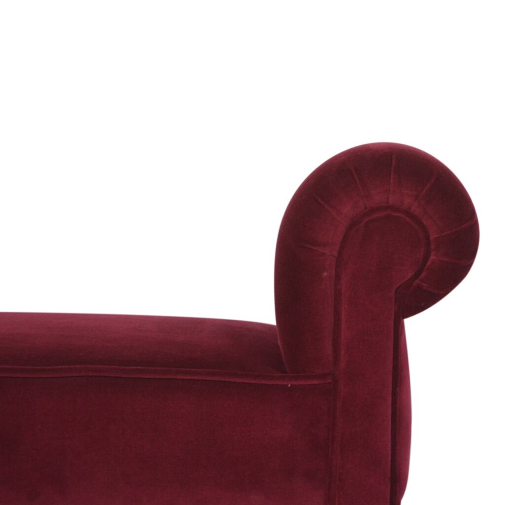 Wine Red Velvet Bench - Image 4