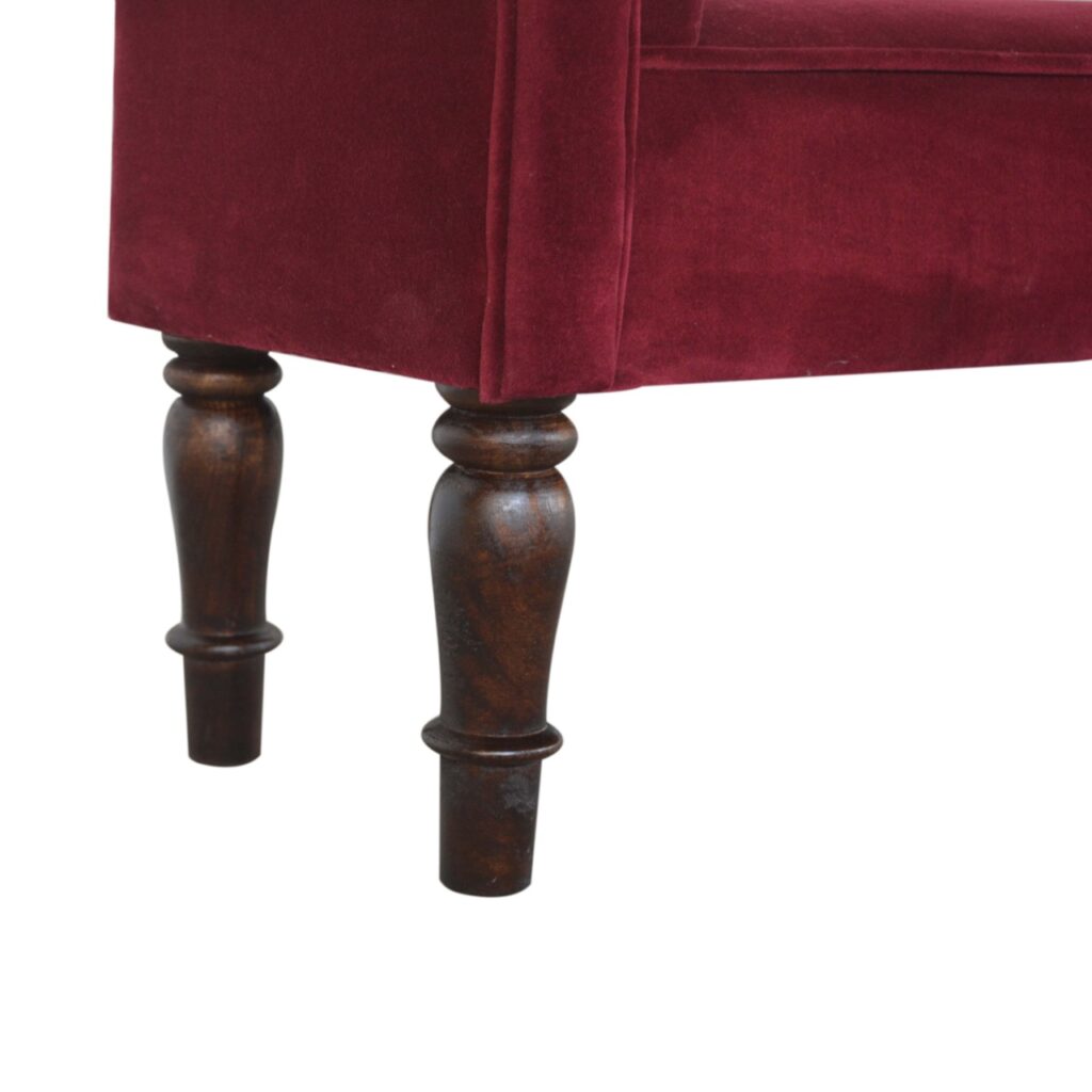 Wine Red Velvet Bench - Image 7