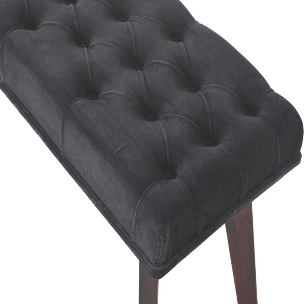 Black Velvet Hallway Bench - Image 5