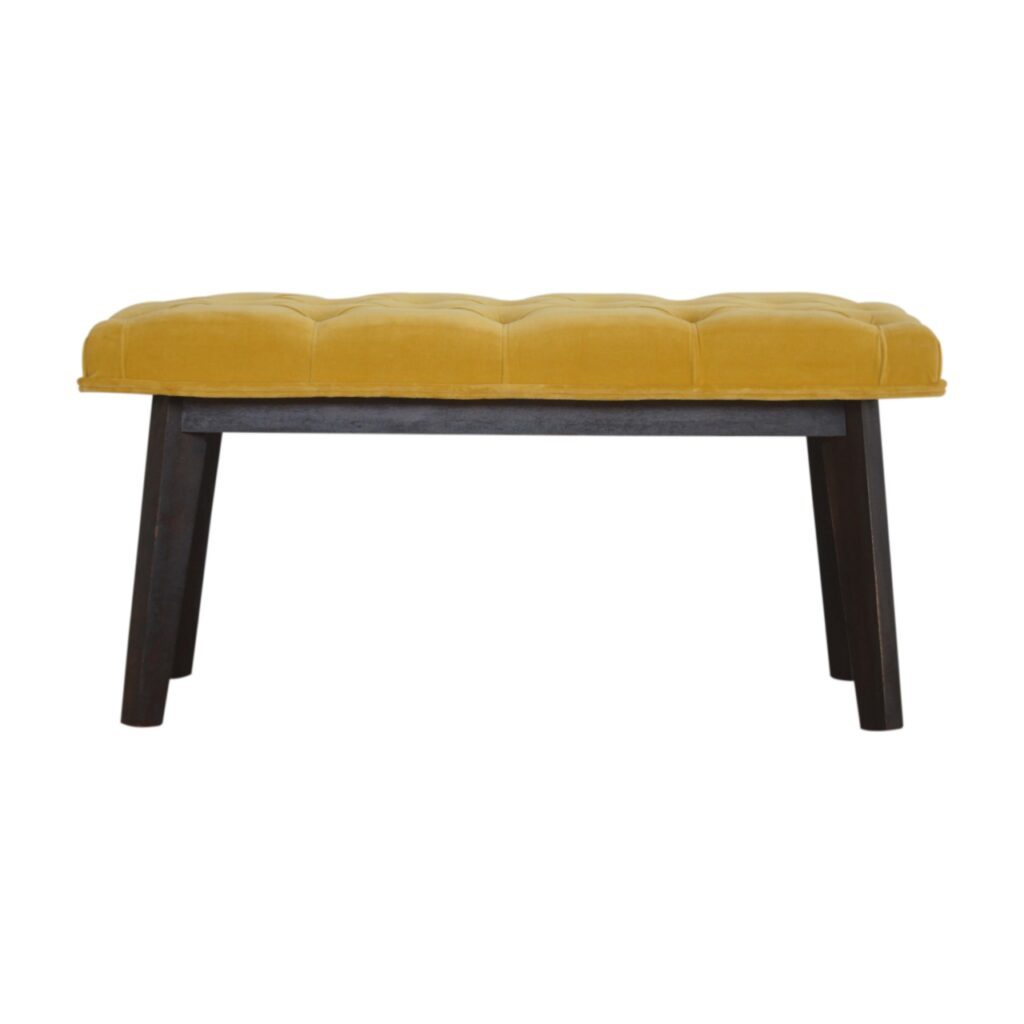 Mustard Velvet Hallway Bench - Image 2