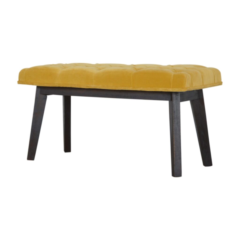Mustard Velvet Hallway Bench - Image 3