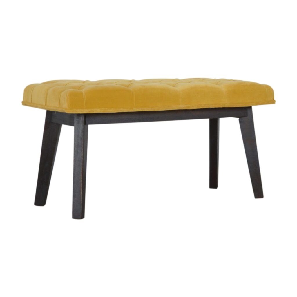 Mustard Velvet Hallway Bench - Image 4