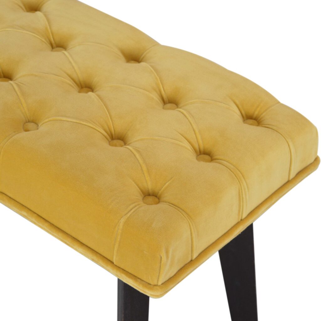 Mustard Velvet Hallway Bench - Image 7