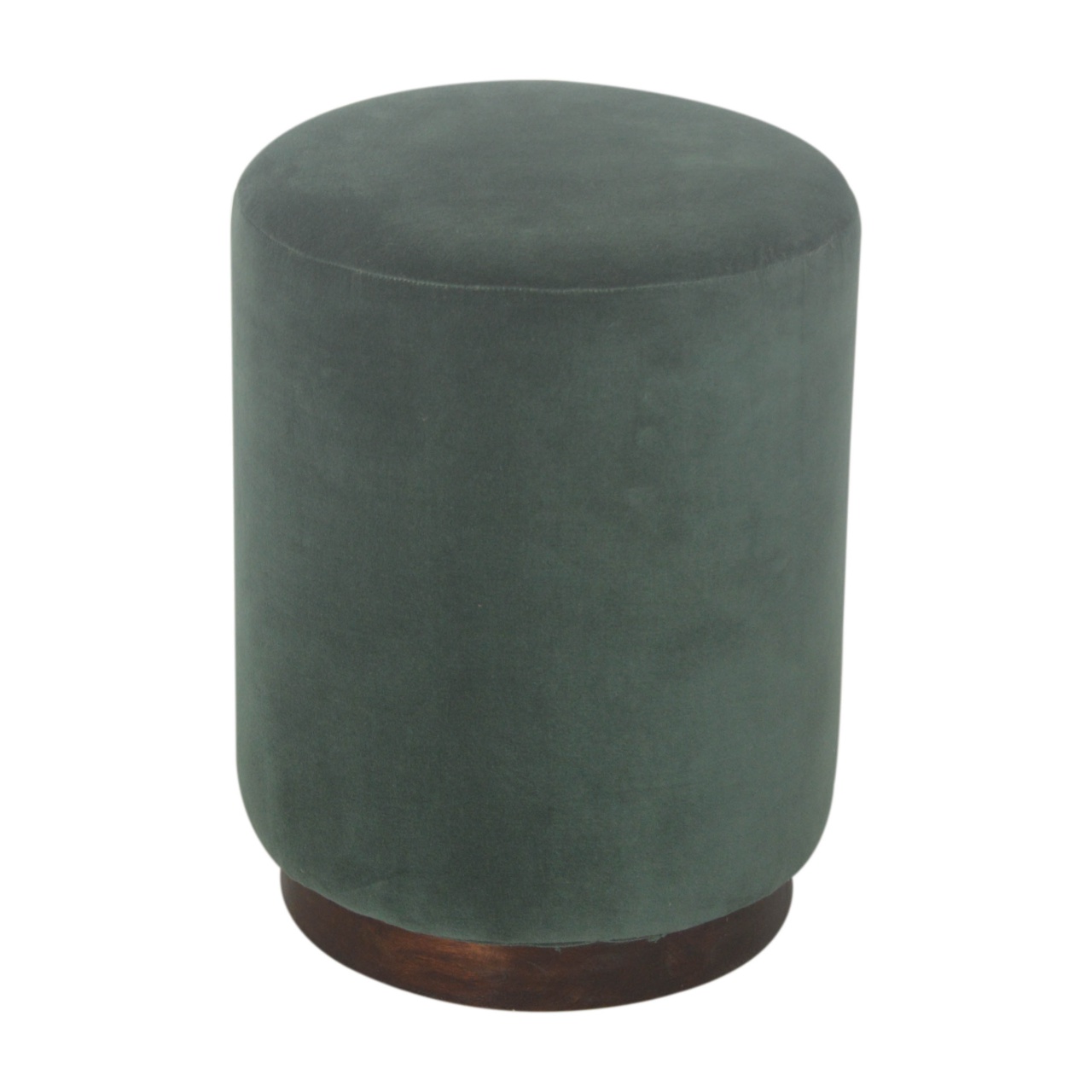 Emerald Footstool with Wood Base - Image 2