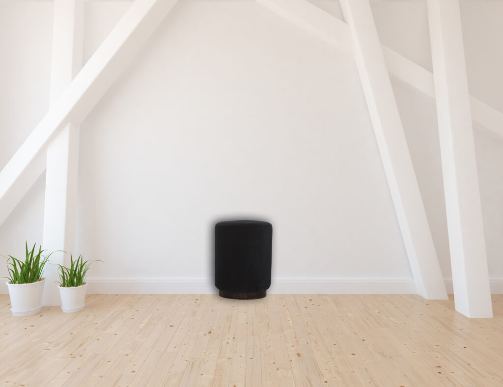 Black Velvet Wooden Base Footstool - Image 9