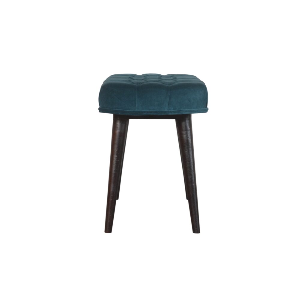 Teal Cotton Velvet Button Bench - Image 10