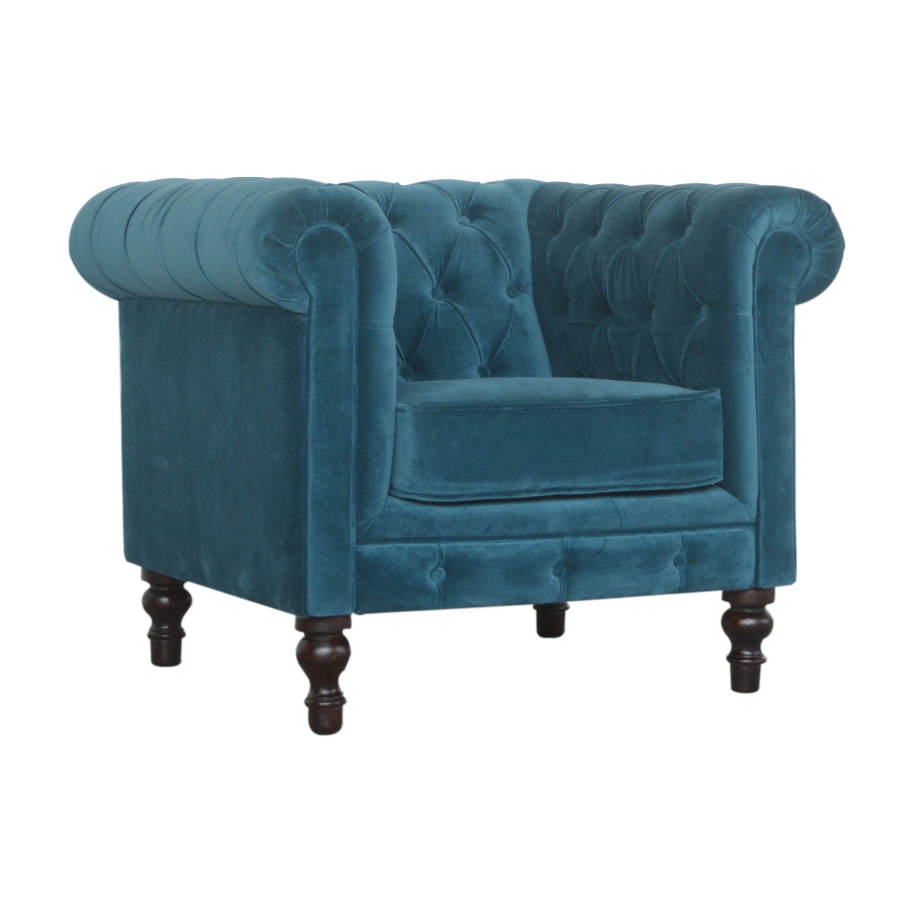 Teal Velvet Chesterfield Armchair - Image 2