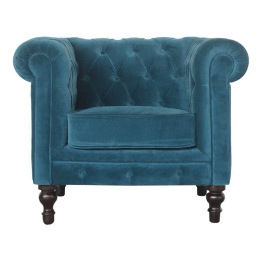 Teal Velvet Chesterfield Armchair - Image 9
