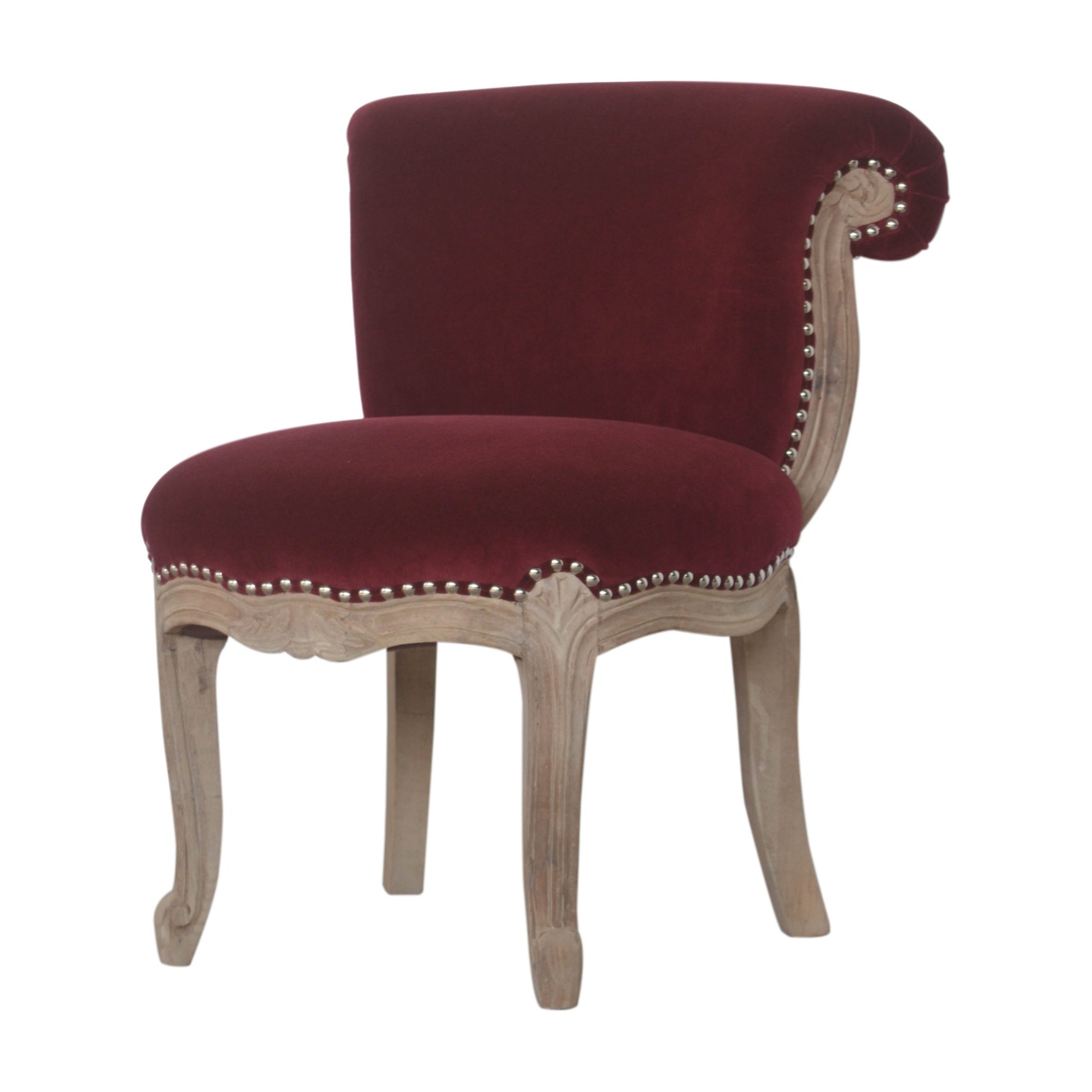 Wine Red Velvet Studded Chair - Image 3