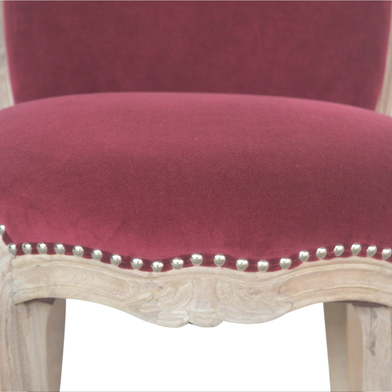 Wine Red Velvet Studded Chair - Image 6