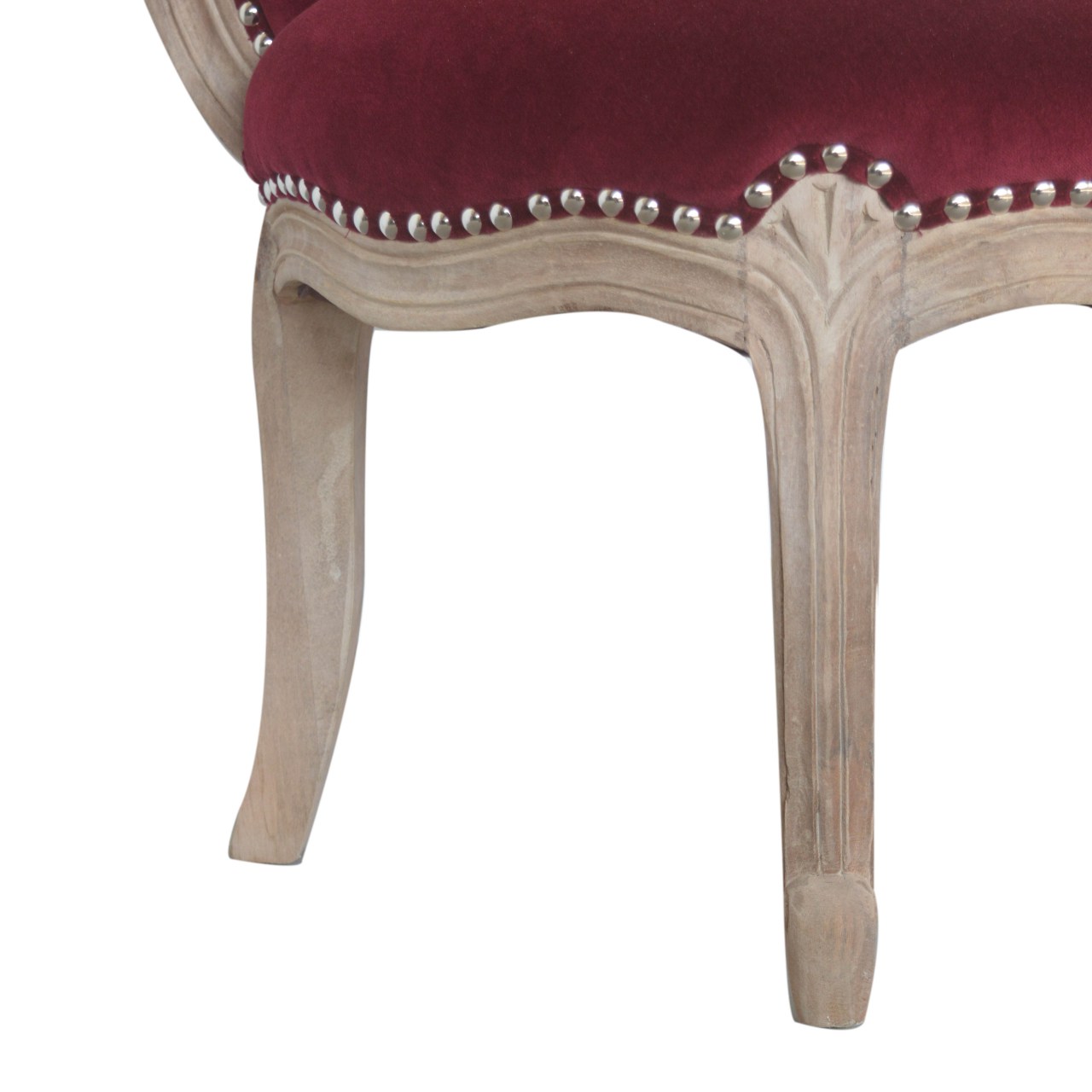 Wine Red Velvet Studded Chair - Image 7