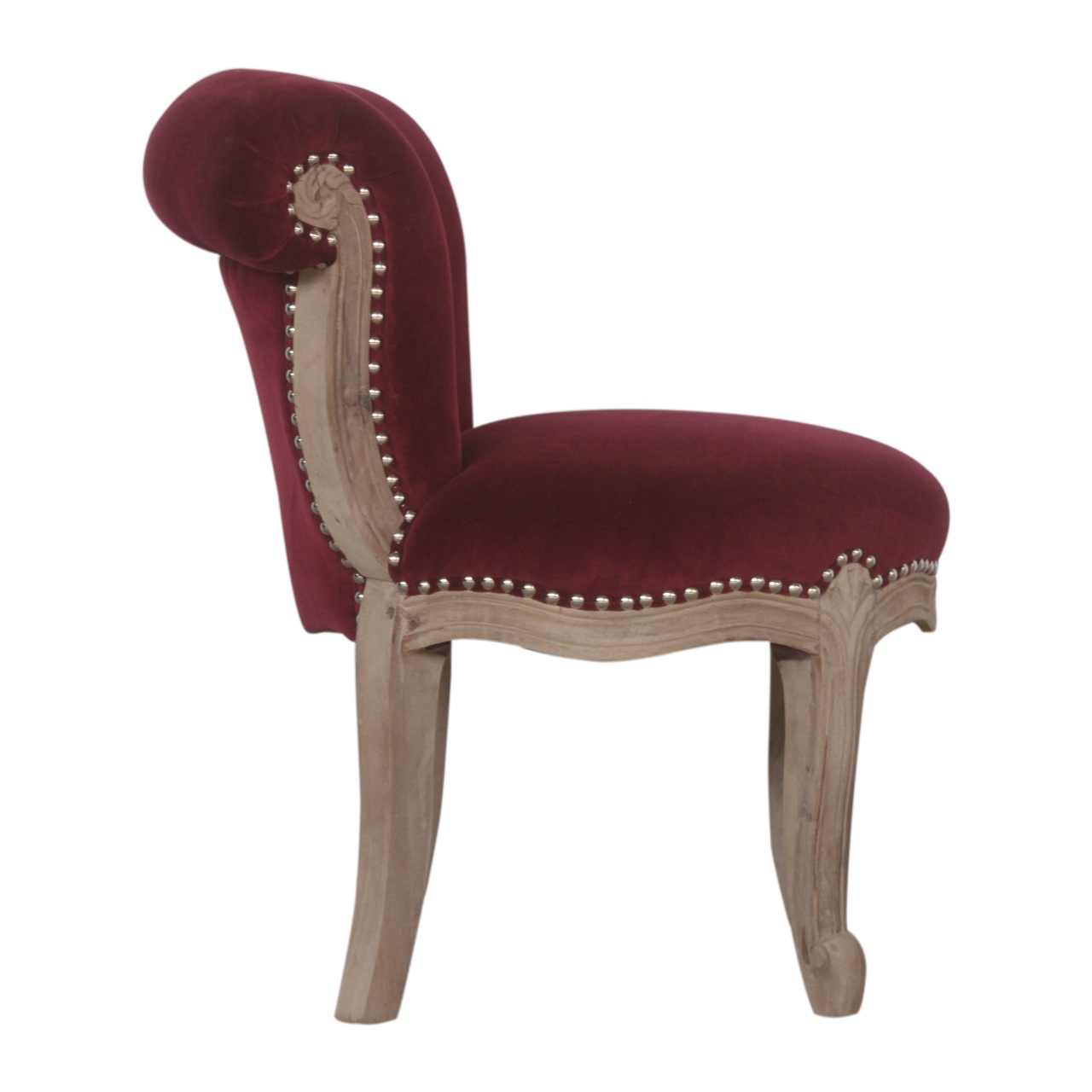 Wine Red Velvet Studded Chair - Image 8