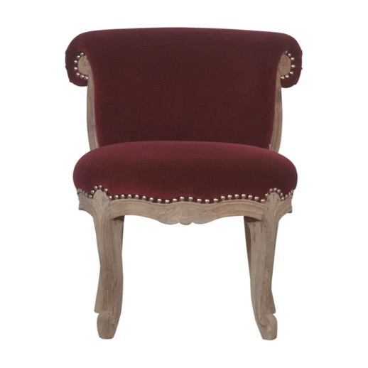 Wine Red Velvet Studded Chair - Image 10
