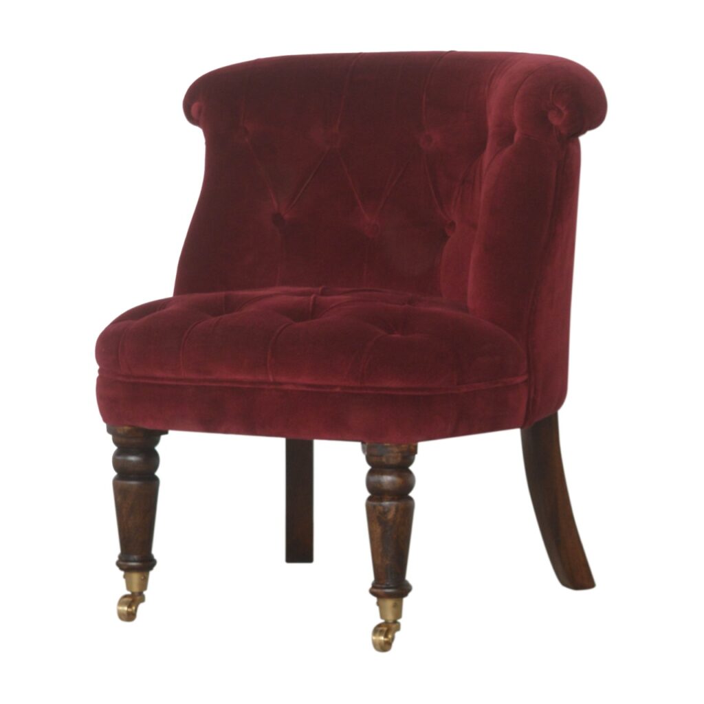 Wine Red Velvet Accent Chair - Image 3