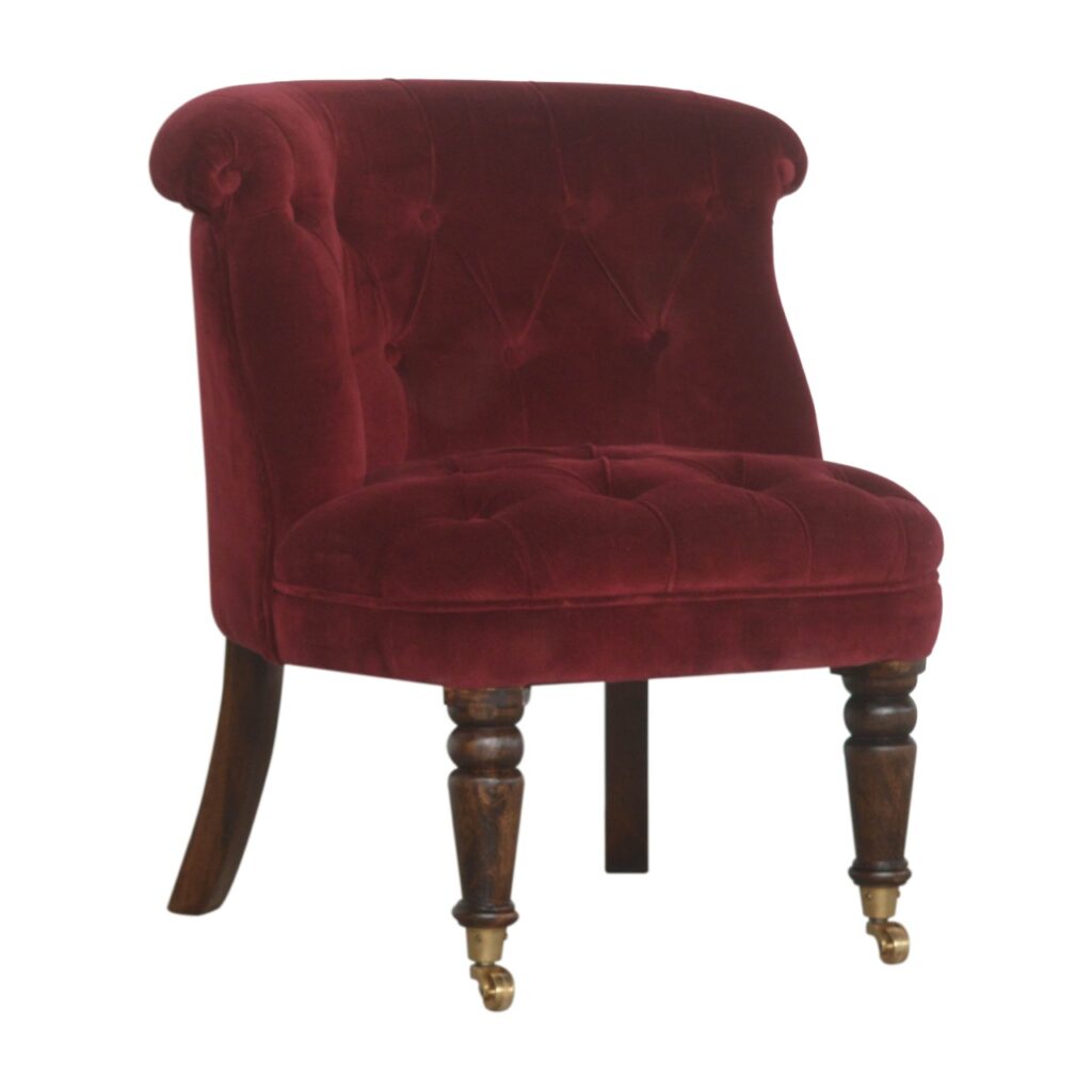 Wine Red Velvet Accent Chair - Image 4