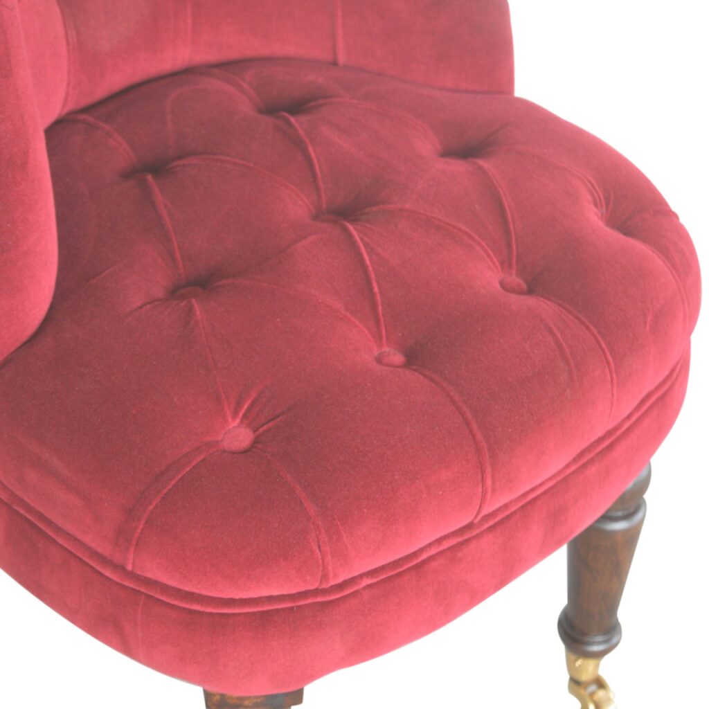 Wine Red Velvet Accent Chair - Image 5