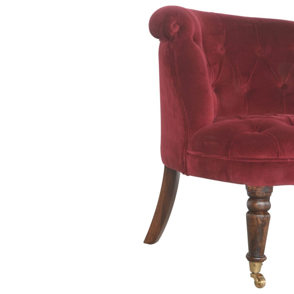 Wine Red Velvet Accent Chair - Image 8