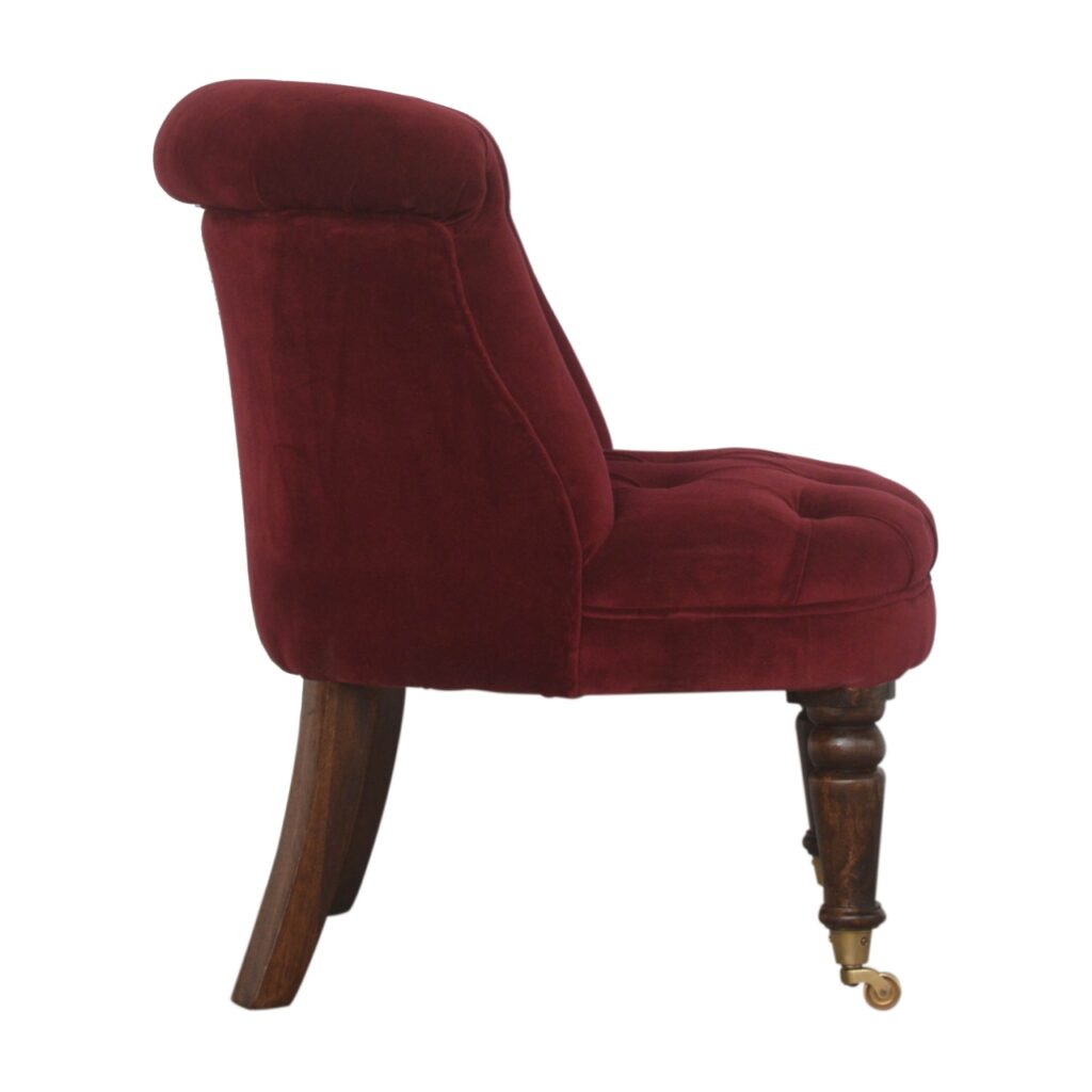 Wine Red Velvet Accent Chair - Image 9