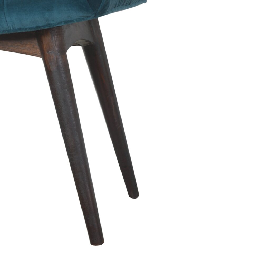 Teal Cotton Velvet Curved Bench - Image 8