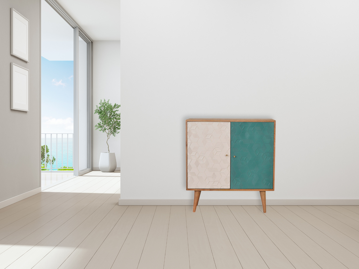 Acadia Teal and White Cabinet - Image 11