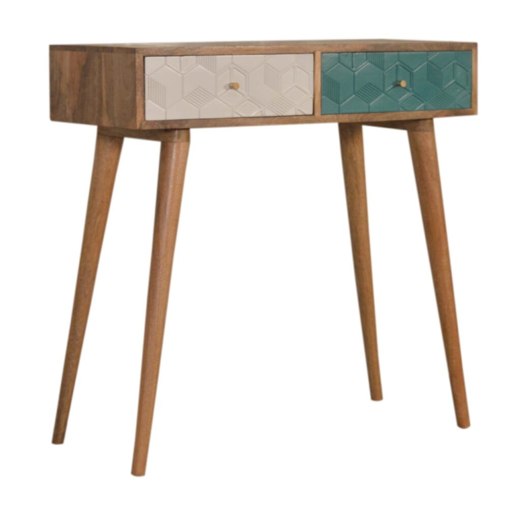 Acadia Teal and White Console Table - Image 3