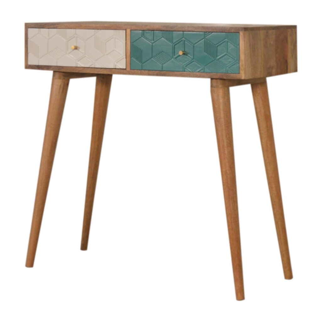 Acadia Teal and White Console Table - Image 4
